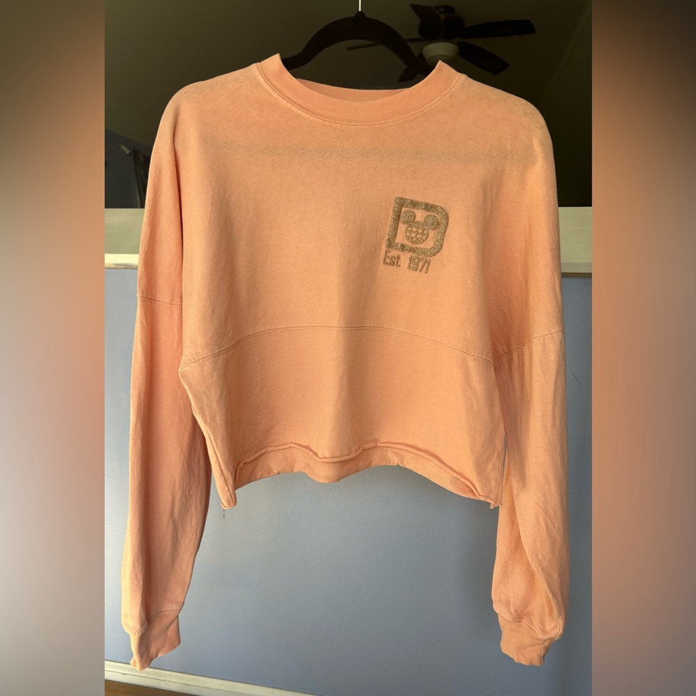 Disney Parks Authentic Original Long Sleeve Cropped Rose Gold Spirit Jersey